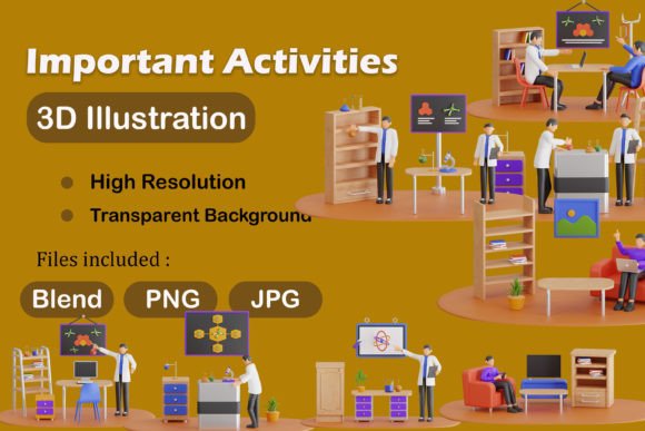 3D Important Activities Pack: Creative Design Assets
