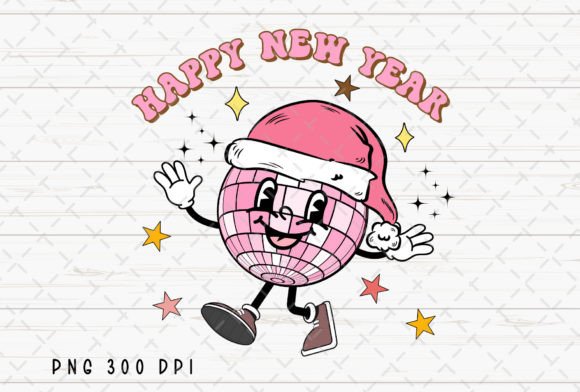 Celebrate with Sparkle: The Happy New Year Retro Disco Ball PNG