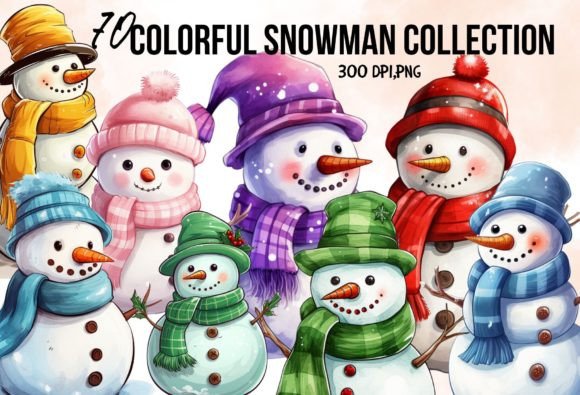 Charming Snowman Watercolor Clipart for Winter Projects