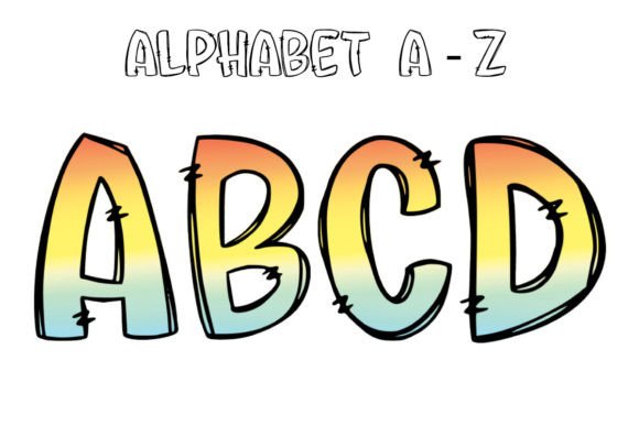 Cute Rainbow Alphabet Doodle: A Creative Asset for Designers