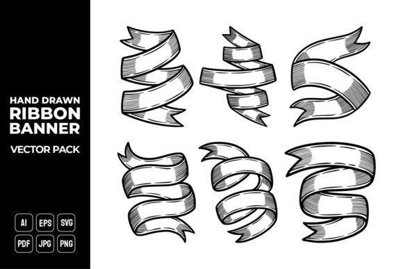 Hand Drawn Ribbon Banners Vector Pack #5: Authentic Design Assets