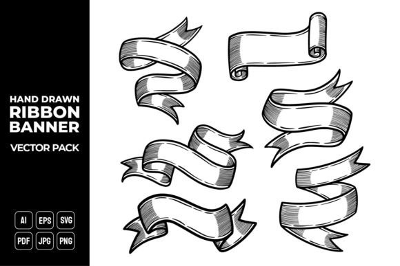 Hand Drawn Ribbon Banners Vector Pack #6 for Authentic Branding