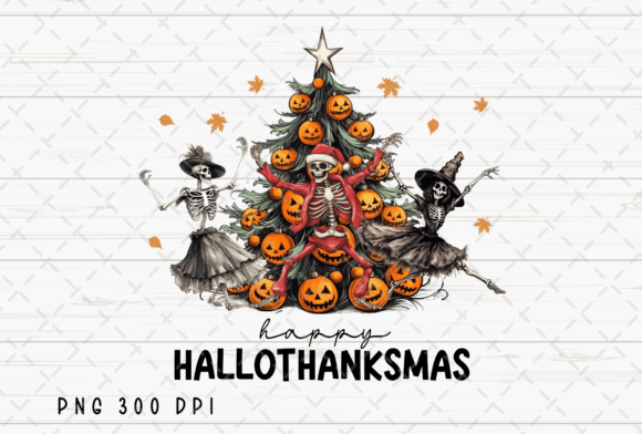 Happy Hallothanksmas Dancing Skeletons: A Festive Design Asset