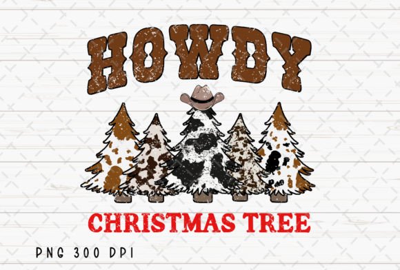 Howdy Christmas Tree Cowhide Western PNG: A Rustic Holiday Design Asset