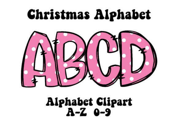 Pink Glitter Christmas Alphabet Clipart1: Festive Design Assets