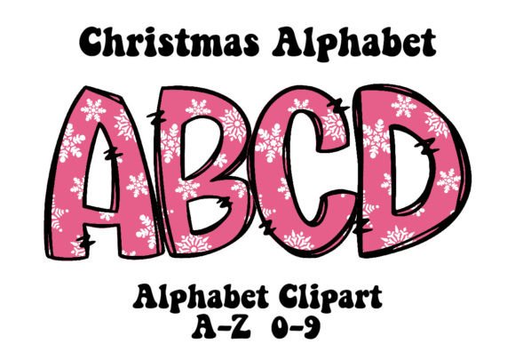 Pink Glitter Christmas Alphabet Clipart4: Festive Design Assets