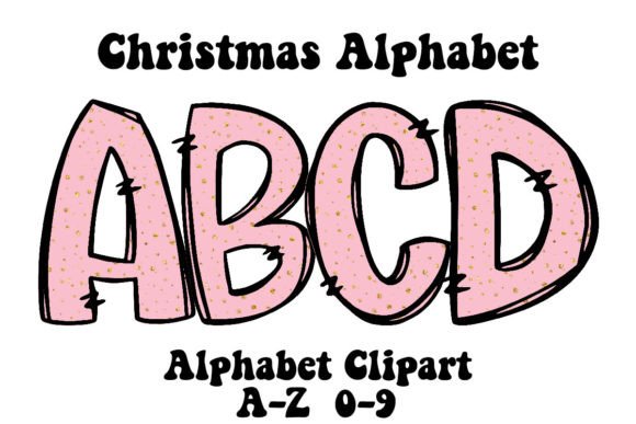 Pink Gold Glitter Christmas Alphabet: Festive Design Magic
