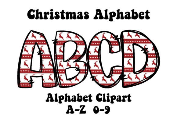 Red Reindeer Christmas Alphabet Doodle: A Festive Design Asset