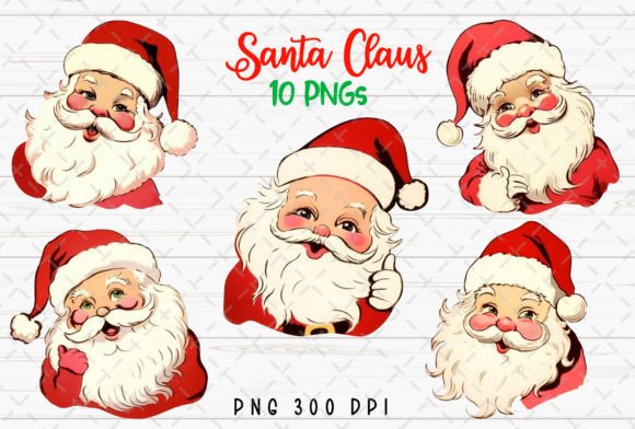 Retro Santa Claus Face Christmas PNG: A Festive Design Asset