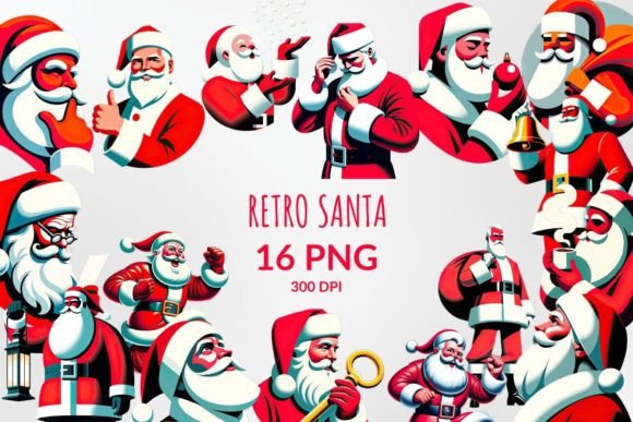 Retro Santa Sublimation Clipart: Your Vintage Holiday Toolkit