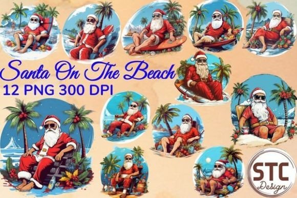 Santa Claus on the Beach Sublimation: Your Tropical Holiday Design Asset