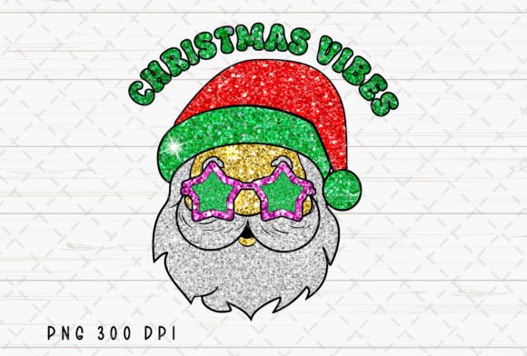Santa Sunglasses Glitter Christmas Vibes: A Festive Design Asset