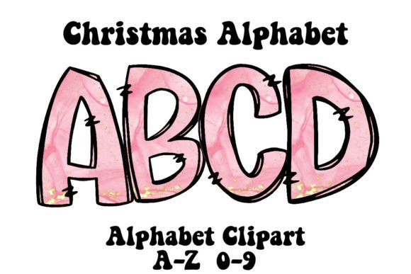 Sparkling Holiday Projects with Pink Glitter Christmas Alphabet Clipart