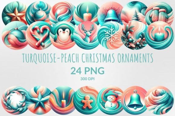Turquoise-Peach Christmas Ornaments: A Festive Palette for Modern Creators