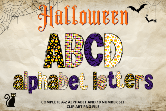Unleash Spooky Creativity with Halloween Doodle Alphabet Letters PNG3