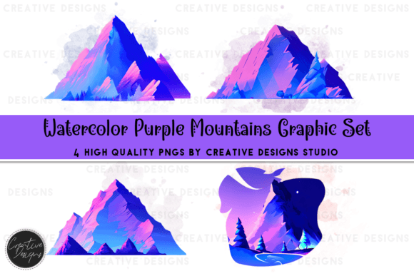 Unlocking Creative Potential with the Purple Watercolor Mountains Graphics