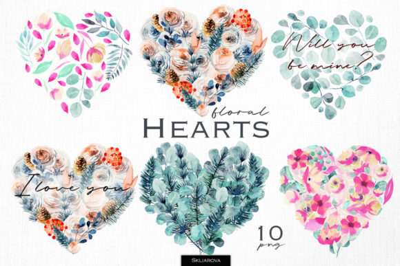 Watercolor Floral Hearts: A Designer's Asset for Elegant Branding