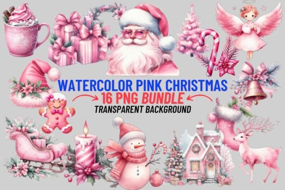 Watercolor Pink Christmas Sublimation: A Fresh Festive Palette